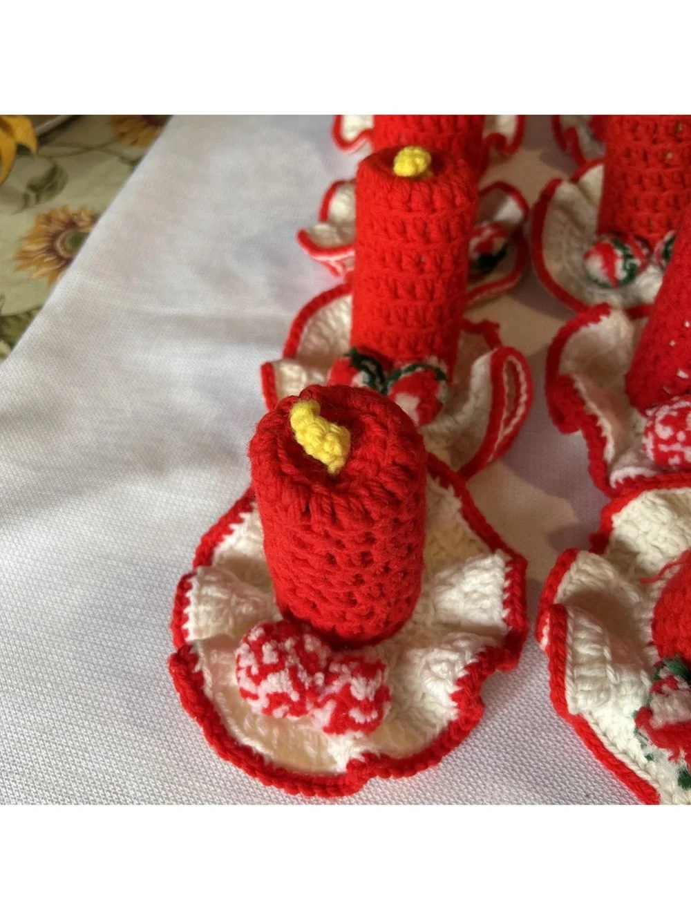Handmade Red Crochet Holiday Candles  - Set of 15